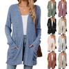 Autumn and Winter Models Solid Colour Pockets Long-sleeved Bottom Cardigan Knitwear