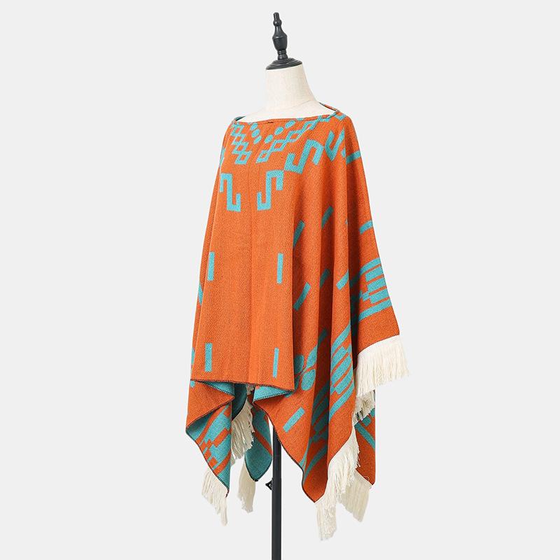 Design Sense Shawl Outer Cape Autumn And Winter Fringed Warm Shawl Ethnic Style Outer Travel Scarf