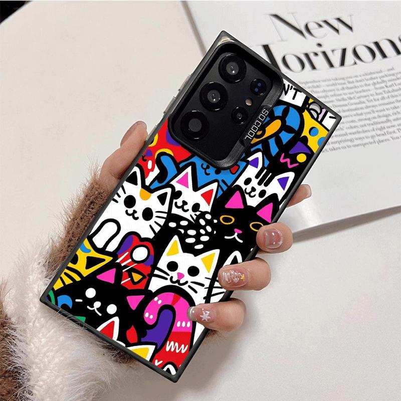 Мягкий чехол для телефона с мультяшными милыми кошками для Samsung Galaxy S24 S25 FE S26 Edge S23 Ultra S22 Plus S21 + Ударопрочная задняя крышка