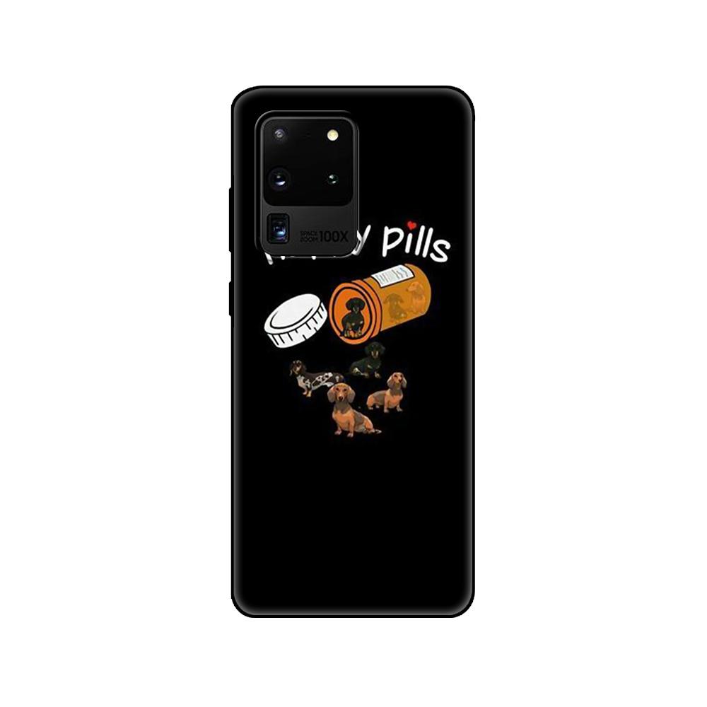 Черный чехол из ТПУ для Samsung Galaxy S20/S20 PLUS/S20 ultra/S20+/S20FE задняя крышка животные собаки такса красочные милые