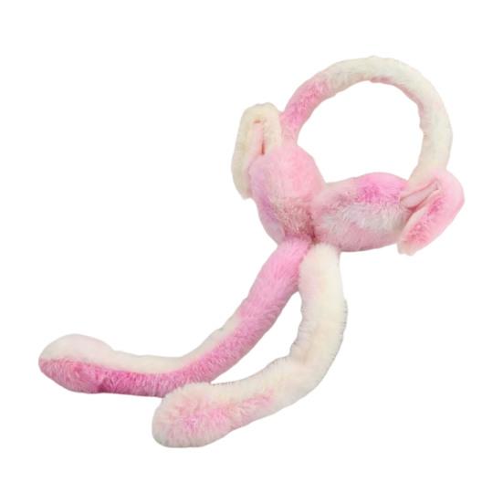 1/2Pcs Plush Rabbit Earmuffs with Moving Jumping Ears Gradient Color Soft Furry Ear Covers Headband