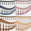 3 Meter Pumpkin Crystal Bead Pendant Ribbon Crystal Tassel Fringe For Sewing Curtain Accessorie Upholstery Lace Trim Decoration