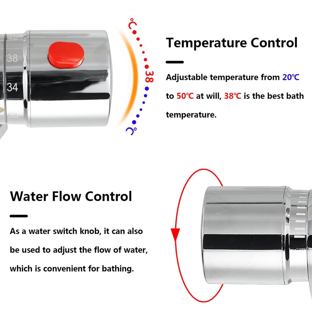 Настенный термостатический душ для ванной комнаты, смеситель для холодной и горячей воды, латунный смеситель, двухрычажное управление, контроль температуры, смеситель для душа и ванны