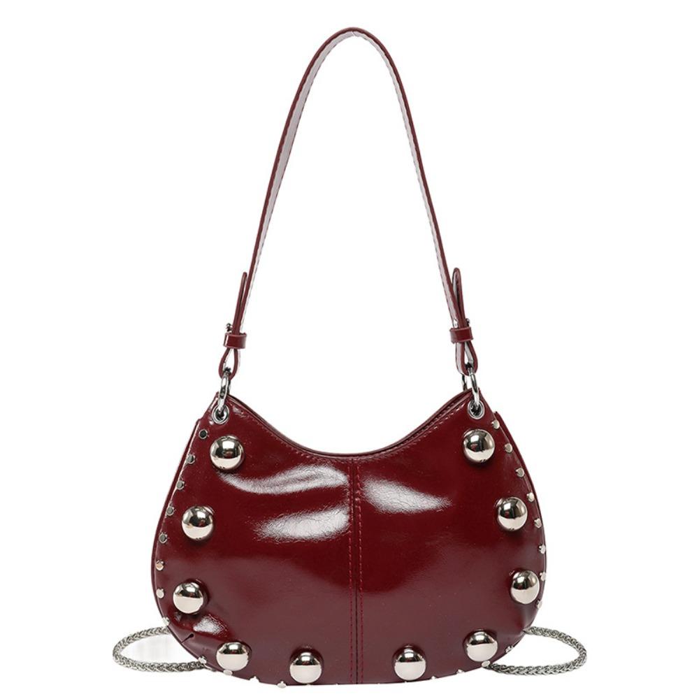 Small Pack Punk Style Handbags Crossbody Bag Shoulder Bag Fashion Rivets PU Underarm Bag Girls