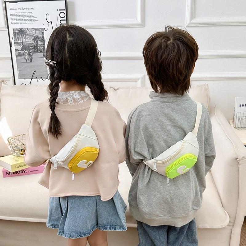 Adorable Korean Style Color Block Childrens Chest Bag With Ample Capacity For Daily Use