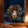 Candy Cane Party Decor Christmas Wreath Window Sticker Stained Glass Style Removable Santa Butterfly Holiday Stickers Decal PVC Static Cling