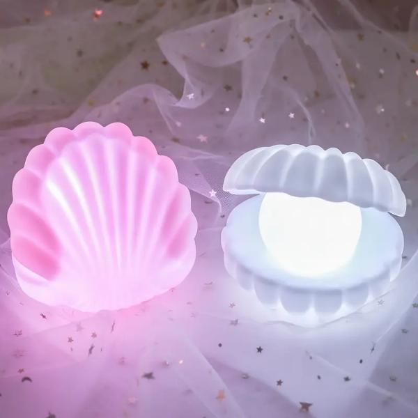 Светодиодный ночник в форме ракушки с жемчугом, стример, ночник в виде ракушки для прикроватной тумбочки, рождественский подарок, украшение для спальни, настольные светильники