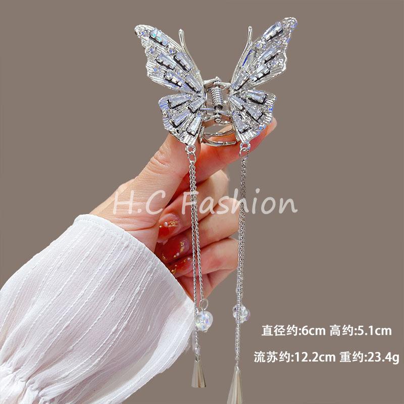 Fashion Lily of the Valley Flower Claw Clip Premium Pearl Butterfly Tassel Hair Clip Girls Elegant Hair Accessories