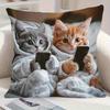 Vibrant Bohemian Style Short Plush Pillow Cover 45x45cm Charming Kitten Living Room Bedroom Decor (Pillow Insert Not Included)