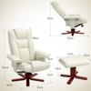 Recliner with Ottoman, Faux Leather, Reclining Backrest, Up to 150 kg, Cream White