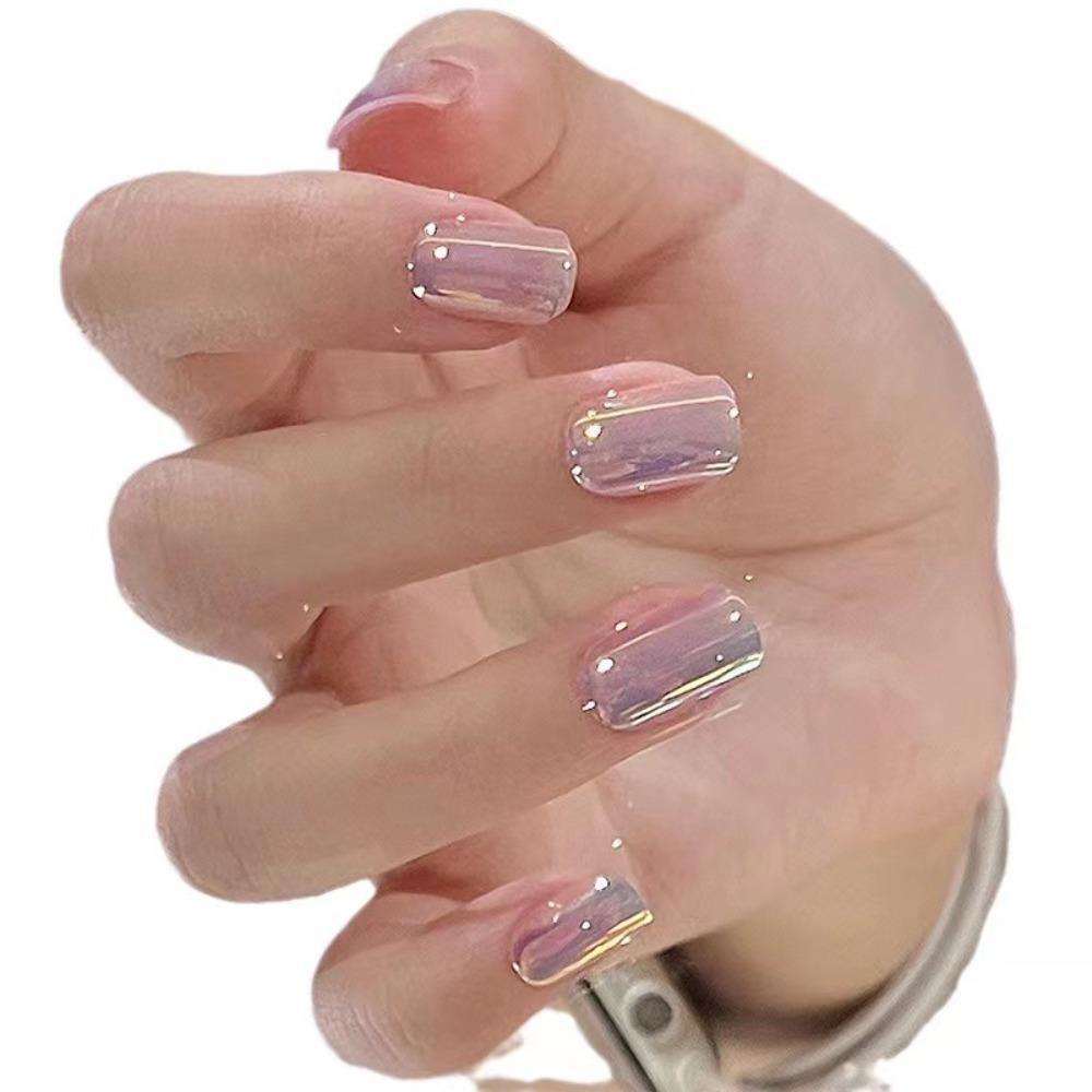 Накладные ногти с квадратной головкой, носимые маникюрные накладные ногти, водонепроницаемые французские накладные ногти для женщин