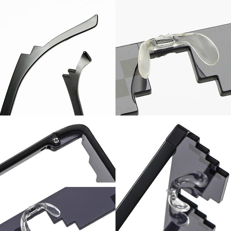 2 шт. Мозаичные солнцезащитные очки, классные вечерние винтажные очки для мужчин, пикселированные солнцезащитные очки, забавные женские очки