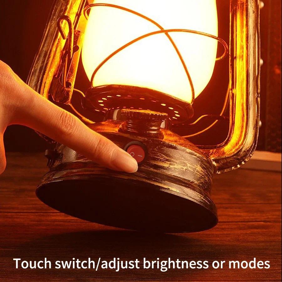 Xiaomi USB Rechargeable Retro LED Camping Light Hanging Tent Portable Horse Lantern Outdoor 3 Lighting Modes Portable Rechargeable Lamp