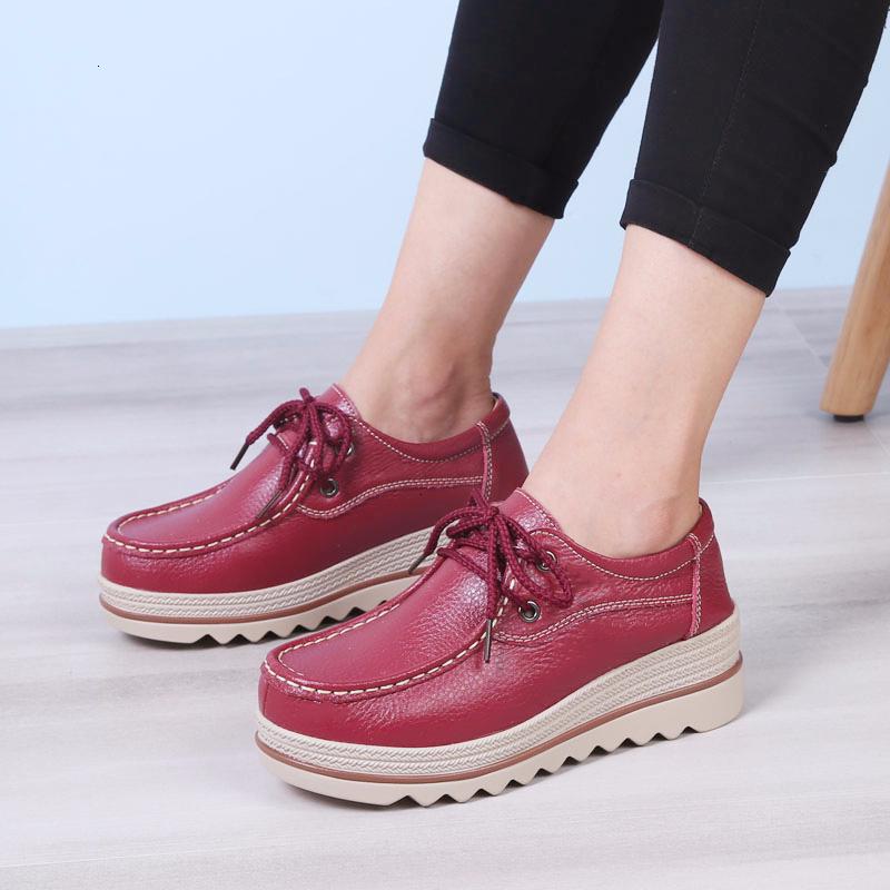 Women Platform Sneakers Genuine Leather Shoes Casual Shoes Ladies Thick Sole Flat Comfort Loafers