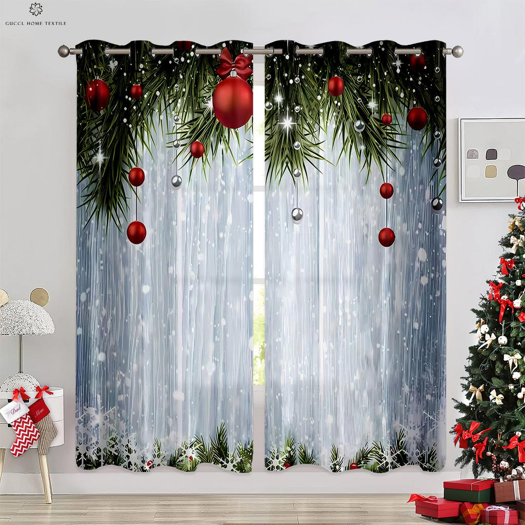 Веселый рождественский снеговик, шар, 3D-печатная занавеска, спальня, ресторан, фестиваль, украшение для вечеринки, занавеска, подарок, 2 шт.