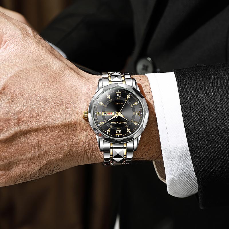 1шт нержавеющая сталь водонепроницаемые светящиеся новые мужские часы ремень кварцевые часы