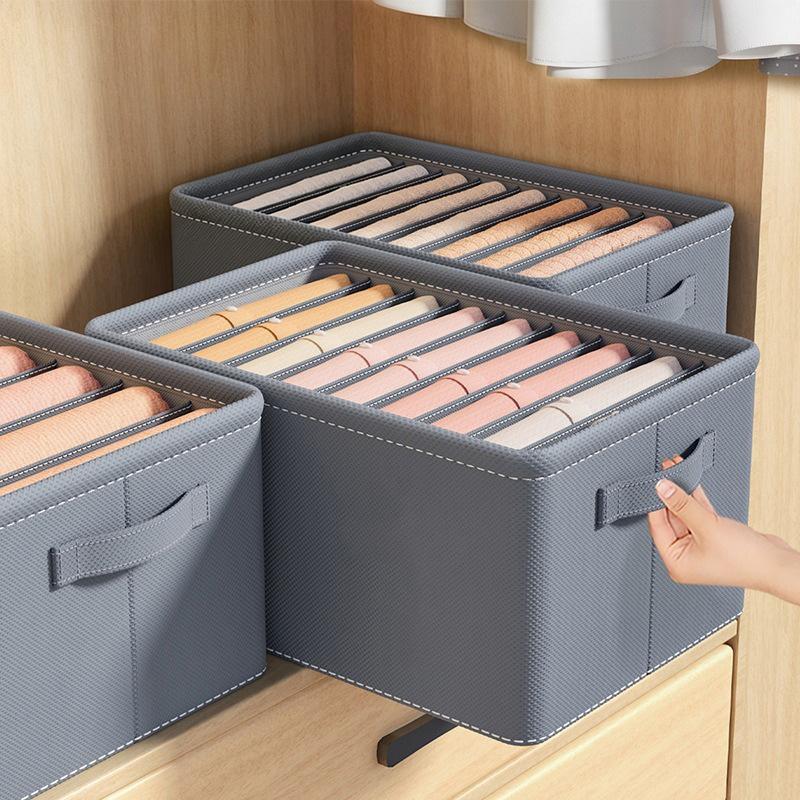 6/7/9 Grids Clothes Pants Storage Box Foldable Drawer Organizer with Handles Partition Storage Box for Jeans Shirt Underwear