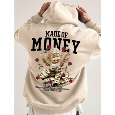 Мужская термотолстовка с капюшоном Manfinity с надписью и цветочным принтом, карманом-кенгуру и завязками