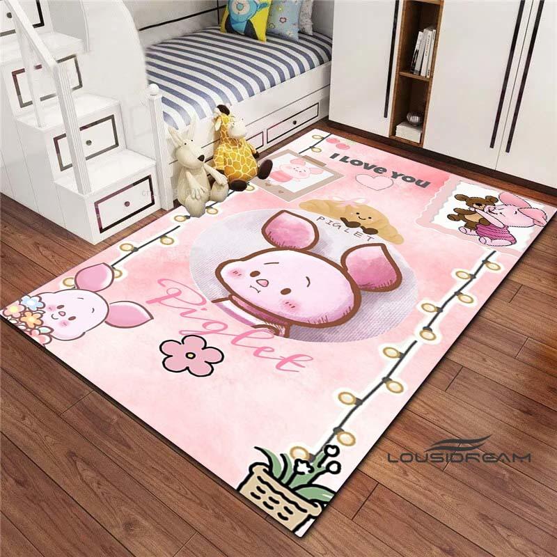 3D printed cartoon (piglet) pattern rugs, suitable for living room, bedroom, children's room, sofas, doormats, non-slip floor