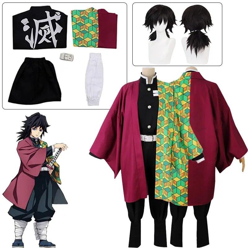 Anime Demon Slayer Kimetsu No Yaiba Tomioka Giyuu Cosplay Costume Men Kimono Uniform Halloween Carnival Party Costumes
