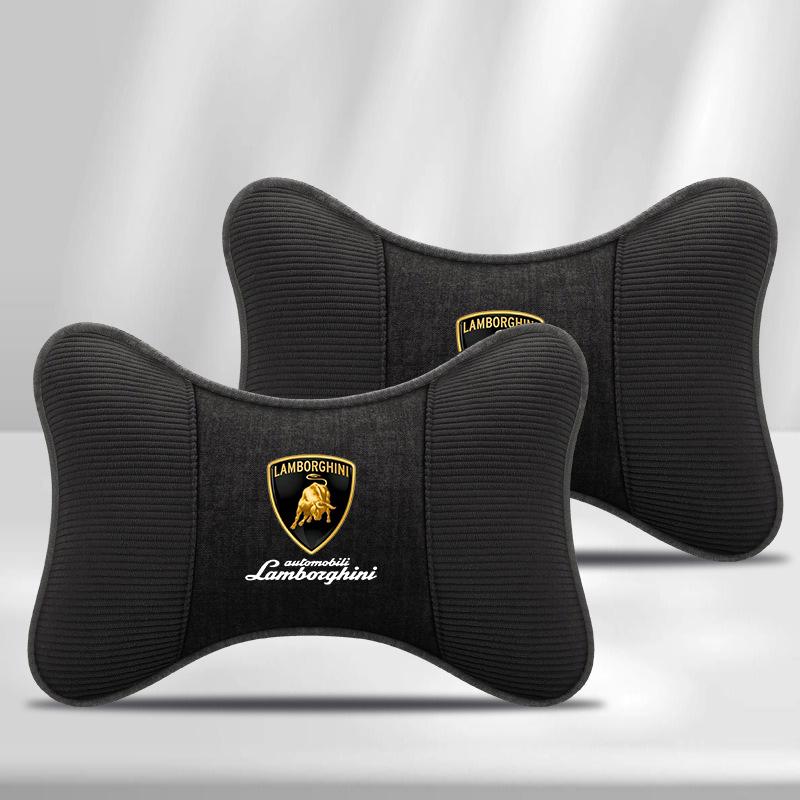 2pcs Soft Breathable Car Headrest Neck Support Seat Pillow Protect Neck For Lamborghini Urus Huracan Aventador Premium Keyring NN3