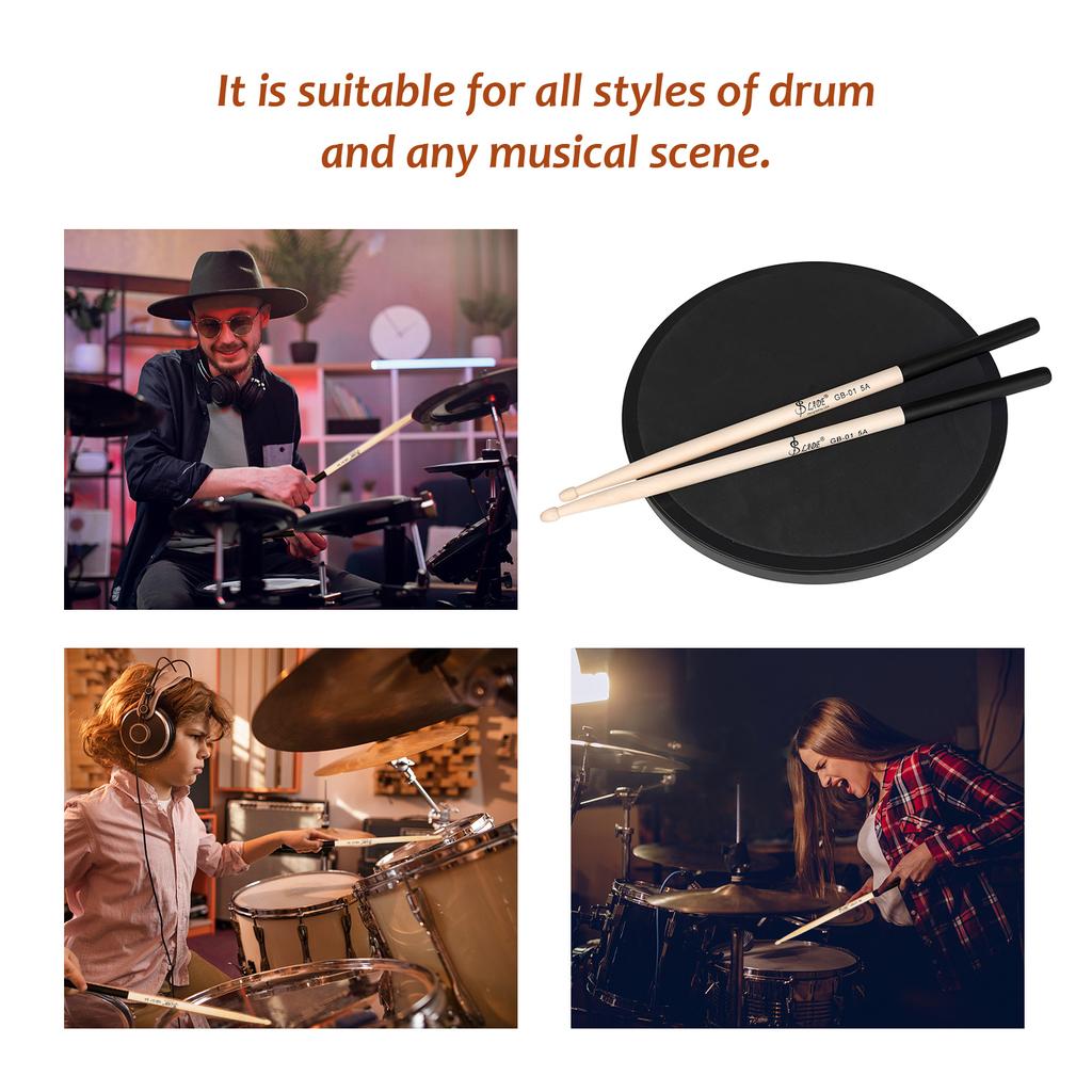 SLADE 3 Pairs 5A Drum Sticks Maple Wood Drumsticks Triangular Tip Non-Slip Rubber Handle Musical