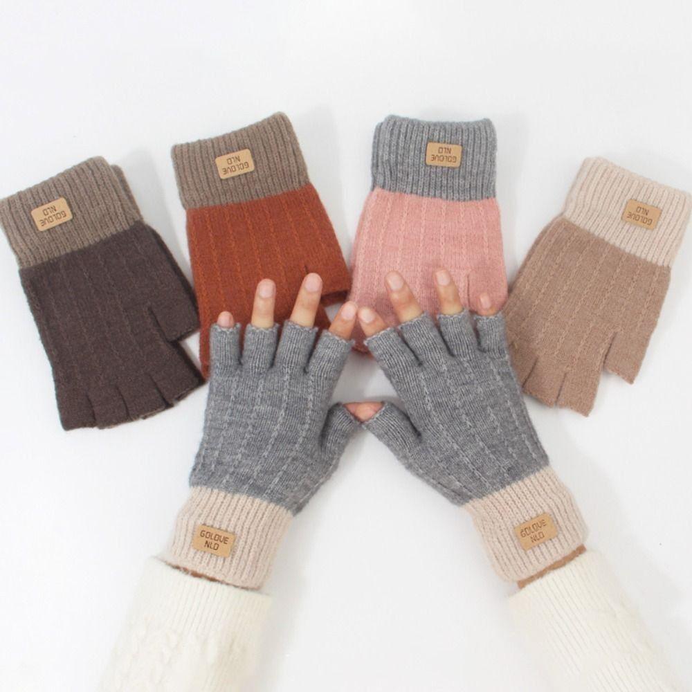 Anti-Freeze Knitted Fingerless Gloves Warm Half Finger Gloves New Touchscreen Mittens Women Men