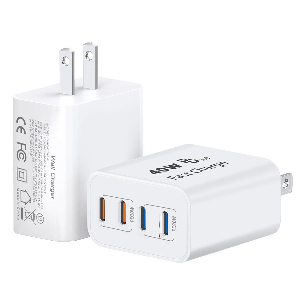 PD 40 Вт с регулируемым напряжением США Быстрая зарядка USB-C Многопортовая зарядка Подходит для зарядного устройства Samsung Зарядное устройство Apple 15 Источник Сертификация UL