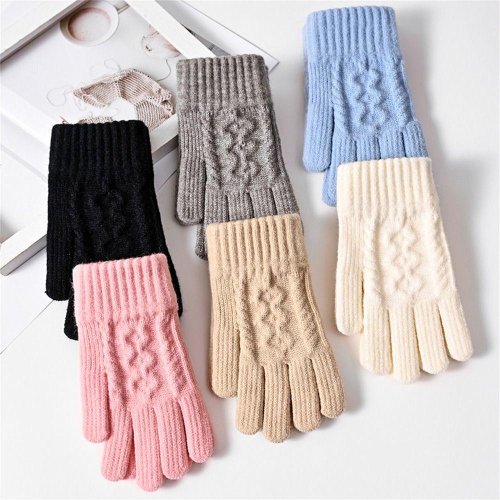 Утепленные теплые перчатки вязаные перчатки на все пальцы модные вязаные варежки для женщин девушек