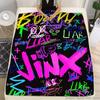 1 шт. Современное фланелевое покрывало в стиле граффити, с принтом персонажей Jinx & Boom, многоцелевое для дивана, кровати, путешествий и кемпинга