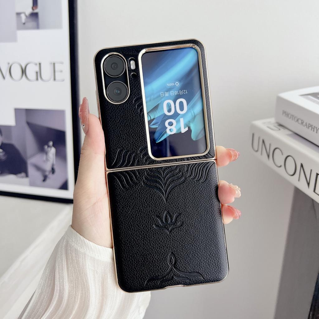 Применимо к чехлу для мобильного телефона oppofindn2flip, чехол для защитного экрана n2 с раскладывающимся экраном, гальваническое покрытие, тиснение, всесторонний, защита от падения zz