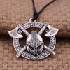 Модный винтажный шлем воина викинга, топор воина, логотип, кулон, Runaven, мужское ожерелье