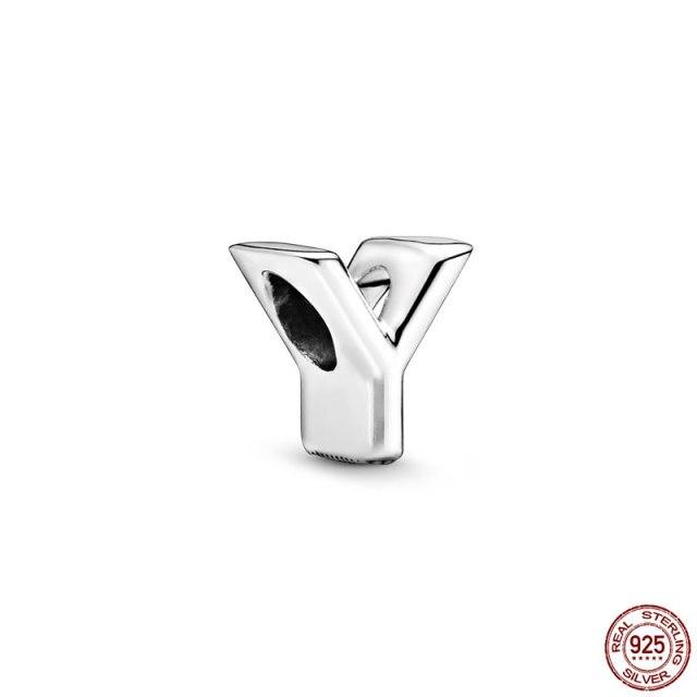 100% натуральная подвеска из стерлингового серебра 925 пробы, памятная буква серии A-Z, бисер, оригинальный браслет-подвеска Panjia, ювелирные изделия