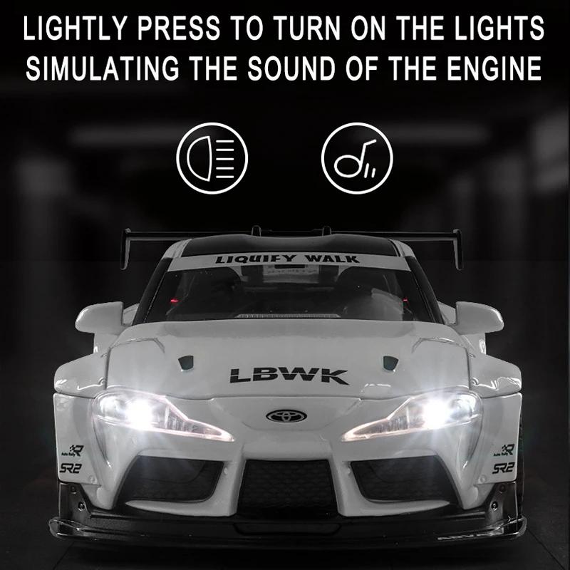 1/22 Diecast Alloy Model Car Miniature Toyota Supra Racing Metal Sportcar Metal Collected for Children Kids Gifts Hottoys Toy for Boys