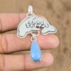 Natural Owyhee Blue Opal Gemstone 925 Sterling Silver Pendant Fish For Women