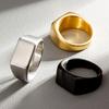 316L Stainless Steel Ring For Men 2024 Smooth Rectangular Seal Male Rings Finger Zircon Accessories