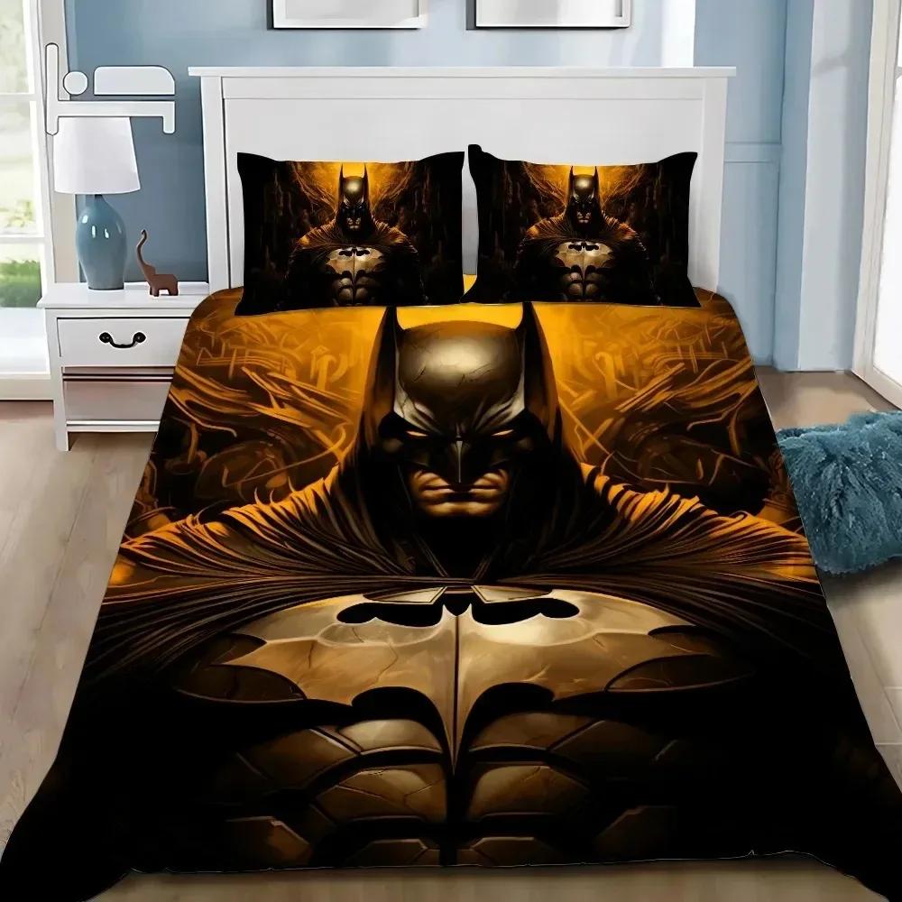 3D printed B-Bat-man duvet cover and pillowcase, soft home bedding set Queen size, bedroom decor, gift for boys and girls