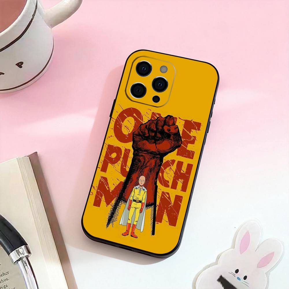 Чехол для телефона Аниме One-Punch Man Для iPhone 17,16,15,14,13,12,11 Plus,Pro Max,Мягкий Силиконовый Черный Чехол