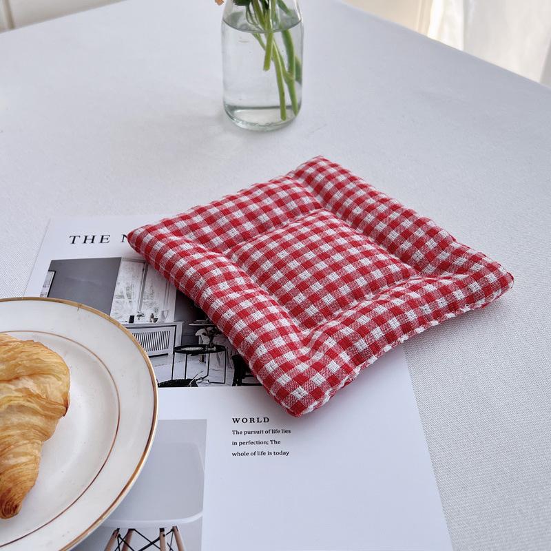 1 шт. 15*15 см настольный декор в клетку самодельный полиэфирный волокнистый квадратный стаканчик цветочный горшок изоляционный коврик