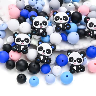 76 шт. DIY Грызунок для младенцев, прорезыватель, игрушка, аксессуары для изготовления цепочки для пустышки, новый мультяшный панда, силиконовые бусины-прорезыватели для детей