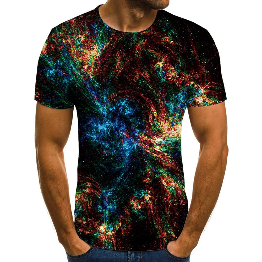 New 2021 Colorful Sky Space Galaxy Creative 3D Casual Street Short Sleeve Shirt Summer Men's Top Hot Graphic T-Shirt