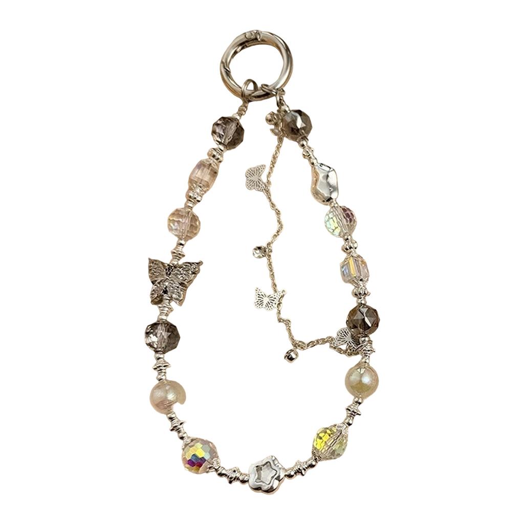 Beaded Camera Phone Strap with Cuteness Butterfly Digital Charm Fashionable Phone Accessory for Phones and Bags