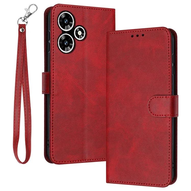 For Infinix Hot 30 Case Leather Wallet Magnetic Clasp Smartphone Cover with Strap - Green