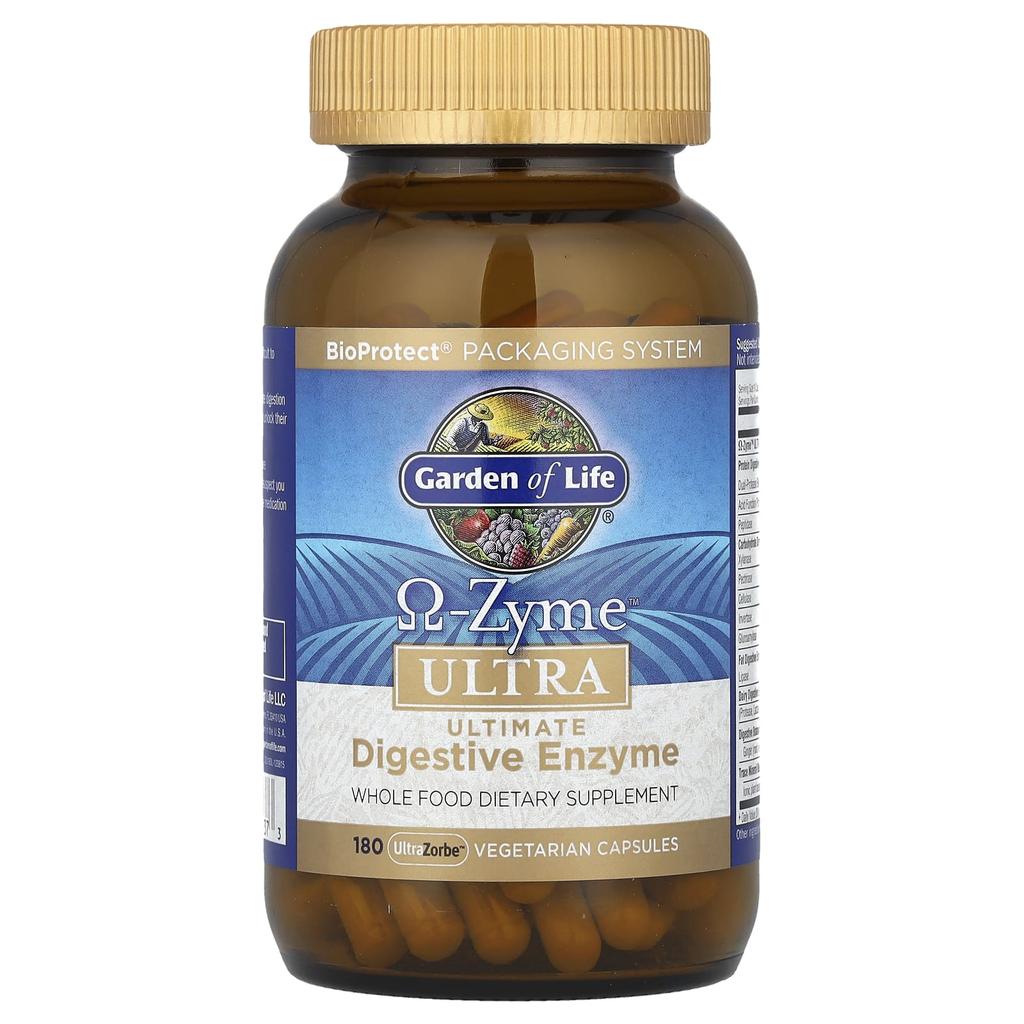 Omega Zyme Ultra, комплекс пищеварительных ферментов премиум-класса, Ultrazorbe Вегетарианские капсулы 180 таблеток