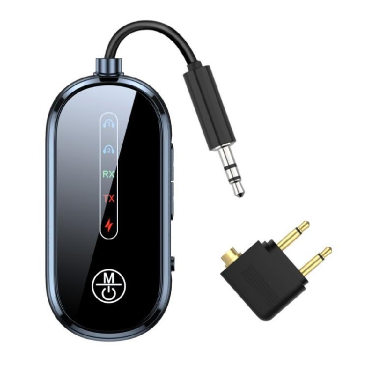 Адаптер для наушников авиационного качества с Bluetooth-передатчиком с низкой задержкой, поддержка одновременного подключения двух устройств