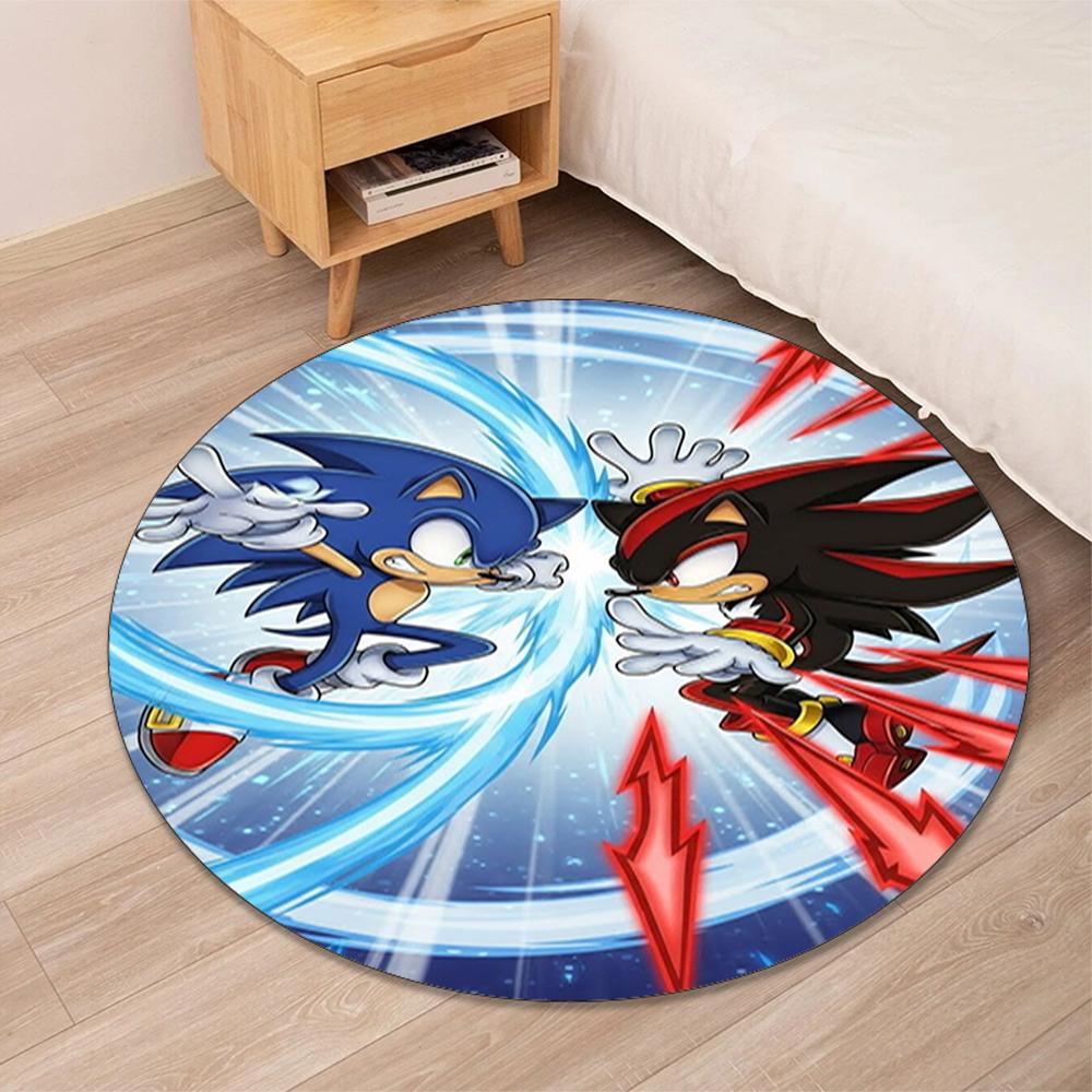 Sonic Printed Round Rug Carpet Chair Rug Area Rug Entryway Doormats,for Office Chair Living Room Bedroom Kitchen Room.