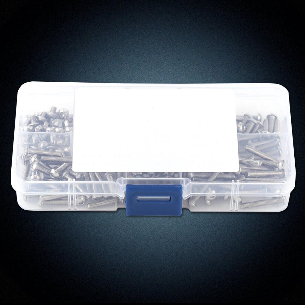 230 шт. M3 нержавеющая сталь SS304 шестигранный винт с круглой головкой болты и гайки с коробкой
