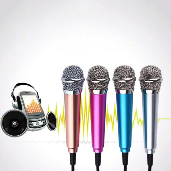 Mini Microphone High Fidelity Sensitive Aluminum Alloy 3.5mm Handheld Condenser Microphone for Daily Life