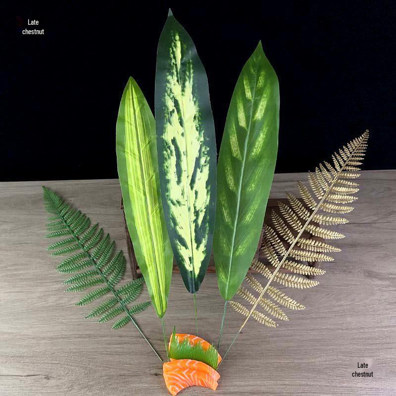 Sashimi Decoration Set: Bamboo Leaves, Edible Flowers & Plants for Salmon and Seafood Dishes