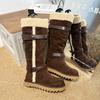 Флисовая утолщенная пряжка ремня зимние новые ботинки для снега с отворотами женские кожаные ботинки на толстой подошве нескользящие и теплые
